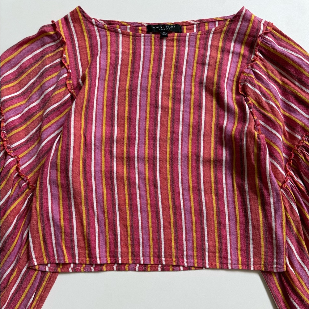 Romeo & Juliet Couture Asymmetrical Ruched Red Blouse